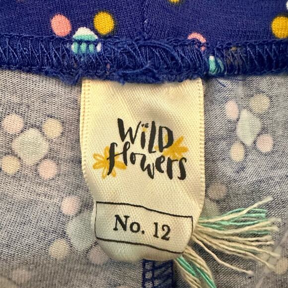 NWT Wildflowers Best Day Ever Road Trip Shorties Blue Pink Green Knit Ruffle 12 - Picture 4 of 5